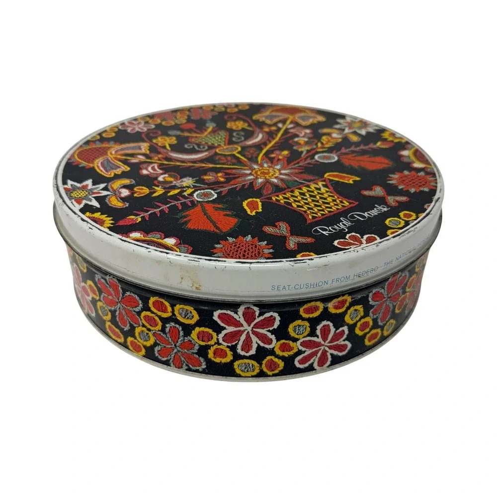 Vintage‎ Royal Dansk Covered Cookie Tin Retro 1970s Danish Modern Hedebo